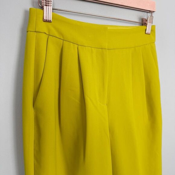 EXPRESS | Chartreuse Green Super High Rise Ankle Dress Pants Women’s Size 2 - Picture 3 of 11